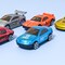 Big Mo's Toys Transport Car Carrier Truck - with 6 Stylish Metal Racing Cars - with Carrying Case